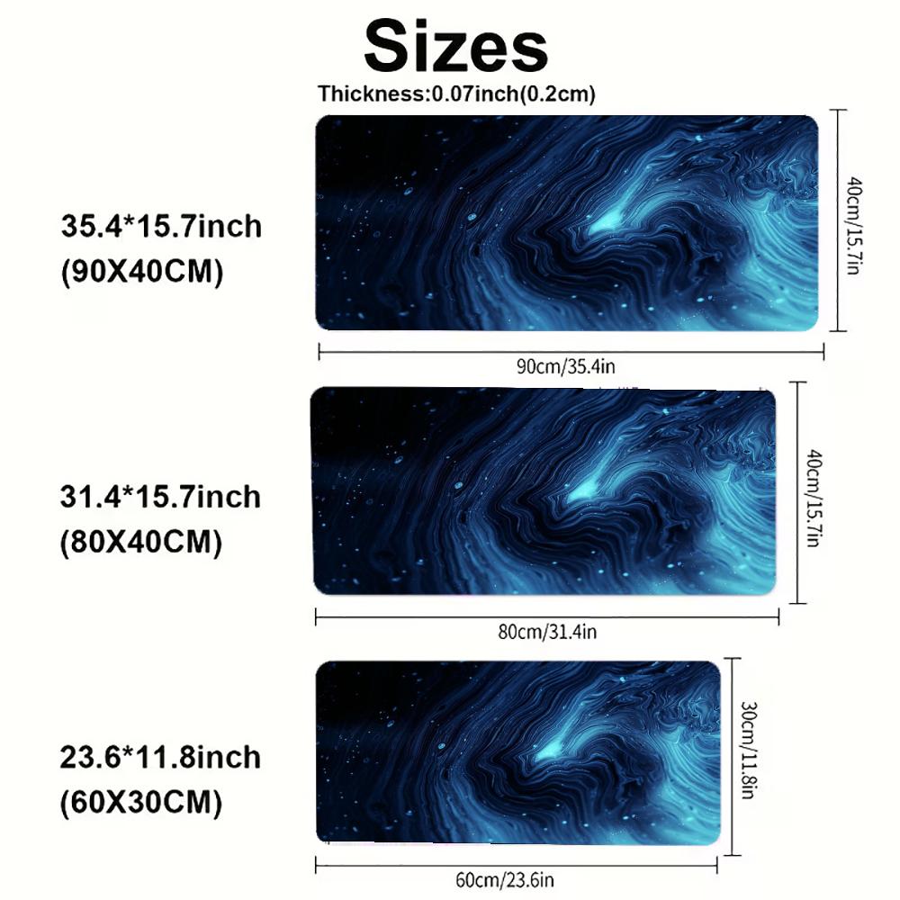 Large Gaming Mousepad Desk Mat Keyboard Pad Black White Liquid Marble Swirl Abstract Texture Non Slip Rubber Extended Pc Laptop