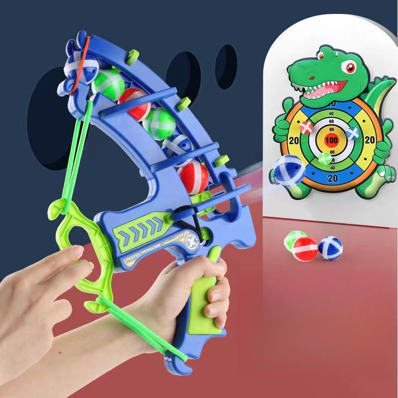 Multifunction Dinosaur Target Shooting Toy,1 Set Indoor Handheld Shooting Game Throwing Sticky Ball Bow and Arrow Toy,Valentine's Day Gift,Outdoor Toy