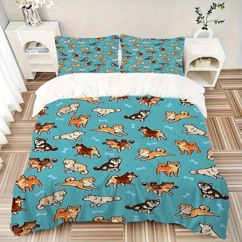 3er-Set Bettwäschebezüge mit Hunde-Knochen-Print, Modisches Klassisches Beliebtes Druck-Bettwäscheset, Weich Bequem, Ganzjahresnutzung, Für Schlafzimmer, Gästezimmera0819196
