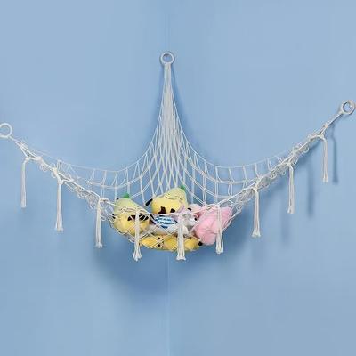 Stuffed Animals Storage Hammock Large Capacity Net Macrame Boho Home Kids Bedroom Decoration Corner Hanging Toy Organizer Nets