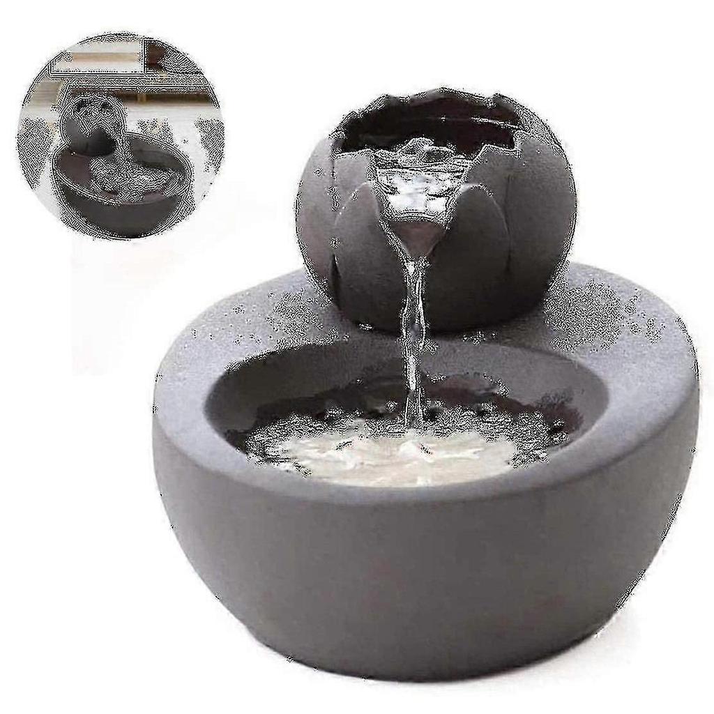 Cat Fountain Ceramic Pet Water Dispenser - Lotus Vertical Cat Drinking Fountain - Automatic Circulation Filter Water Health And Hygiene Bottom With Sm