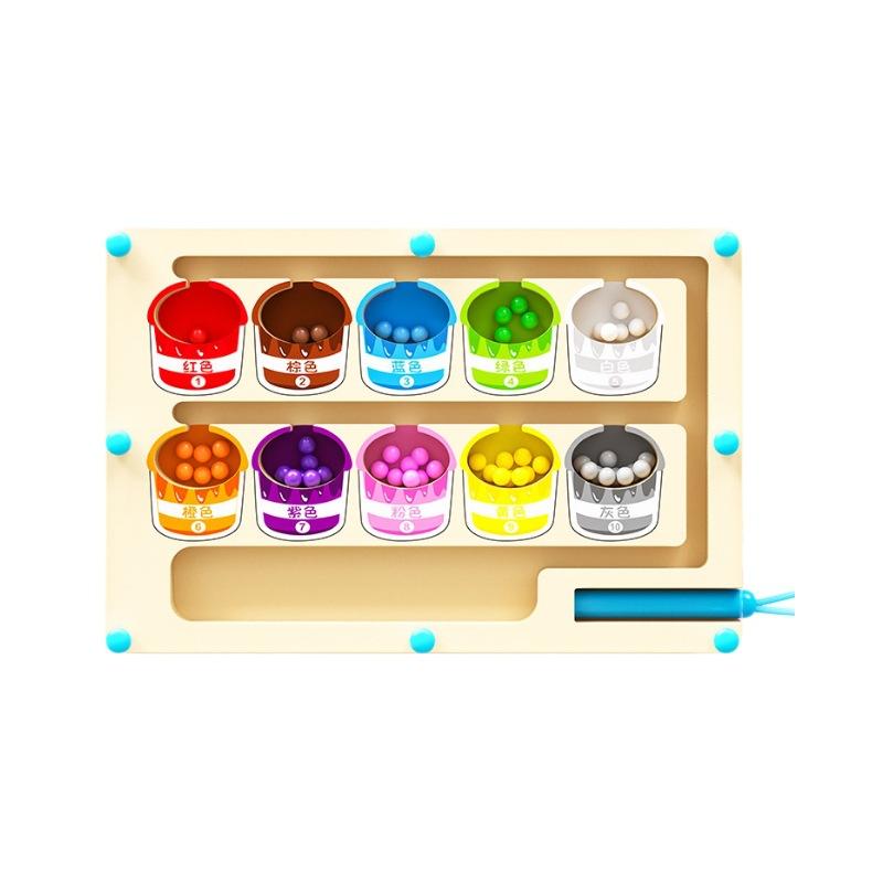 Children'S Magnetic Wooden Walking Bead Maze Toy Early Education Pen Movement Intelligence Enlightenment Development Logic Training Game