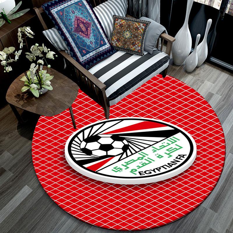 Egypt national football logo Round Rug, Non Slip Washable Circular Carpet For Living Room Bedroom Playroom, Sports Fan Decor, Holiday Birthday Gift
