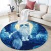 Moonlight Animals  Round Area Rug,Carpet Rug for Living Room Bedroom Sofa Playroom Decor,Non-slip Floor Mat