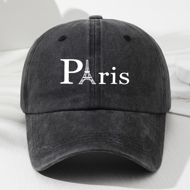 Paris Eiffel Tower Baseball Cap Polyester Vintage Style Adjustable Breathable Casual Outdoor Sun Protection Hat