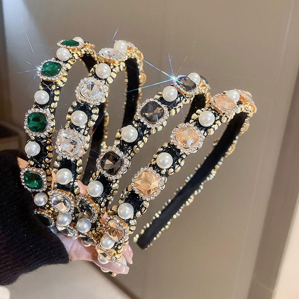 

Подарочные кольца для девочек, женские обручи для волос, повязка на голову в стиле барокко с кристаллами, стразы, жемчуг, повязки на голову, циркон