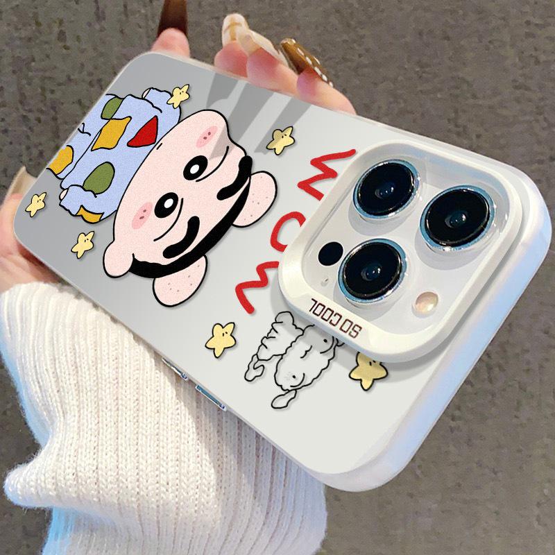 Shin-chan iPhone 17 Case, Compatible with Apple 15 Pro Max, iPhone 14 Pro/13/16 Pro, Silver Color, Cross-Border Model