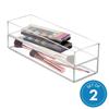 Clear Plastic Drawer Organizer Set Stackable Modular Storage Solution Silverware Kitchen Office Vanity 2-Piece Durable 4x12x2