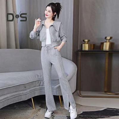 Ensemble 2 pièces pour femme, manteau et pantalon, col rabattu, fermeture éclair, manches longues, veste épaisse, cordon de serrage, taille élastique, poches larges, pantalon, vêtements de sport d'hiver