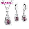 Water Drop Crystal Necklace Earring Set For Women 925 Silver Engagement Wedding Jewelry Set For Valentines Day Gift
