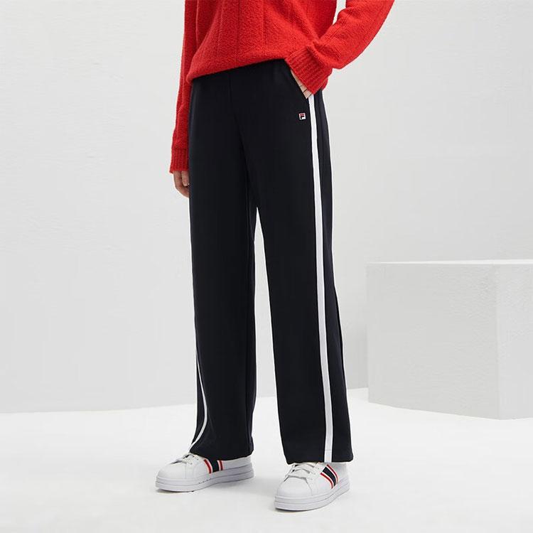 Fila Striped Mid-Rise Straight Leg Casual Pants Women Bottoms Legendary-Blue F11W341801FNV
