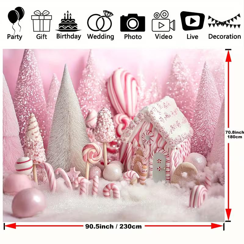 2D Pastel Candy Cane Backdrop for Christmas & New Year Decoration