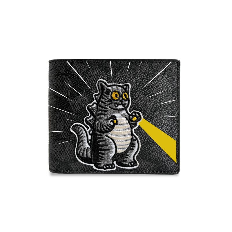 

COACH wallet [Customized bag] 3 IN 1 Kosmeow Soft and Cute Kitten Hand-painted Line Classic Retro Logo Gothic Meow (Black) Basic Pack (Bag + Dust Bag) чорний