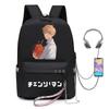 Mochila de Anime Chainsaw Man para Estudantes - Bolsa Grande para Laptop de 16 Polegadas Tecido Oxford Estilo Streetwear