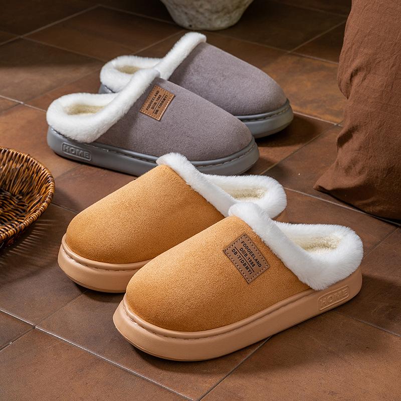Cotton slippers home autumn and winter thick-soled plush shoes non-slip warm cotton shoes velvet couple cotton mop