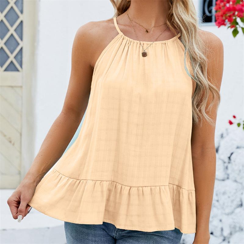 Весенне-летняя женская майка с рюшами и подолом — фото 20