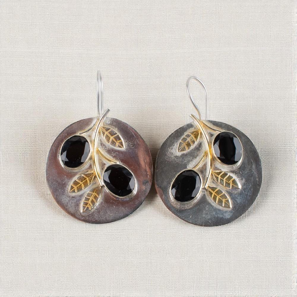 Black Onyx Gemstone 925 Sterling Silver Jewelry Handmade Dangle Earrings 1.77" EE-81-7