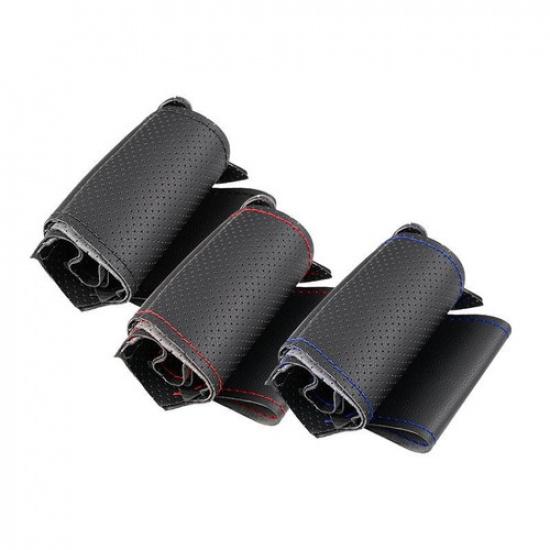 Perforated Leather Steering Wheel Cover Trim For Kia Rio K2 Picanto 3 2017-2024