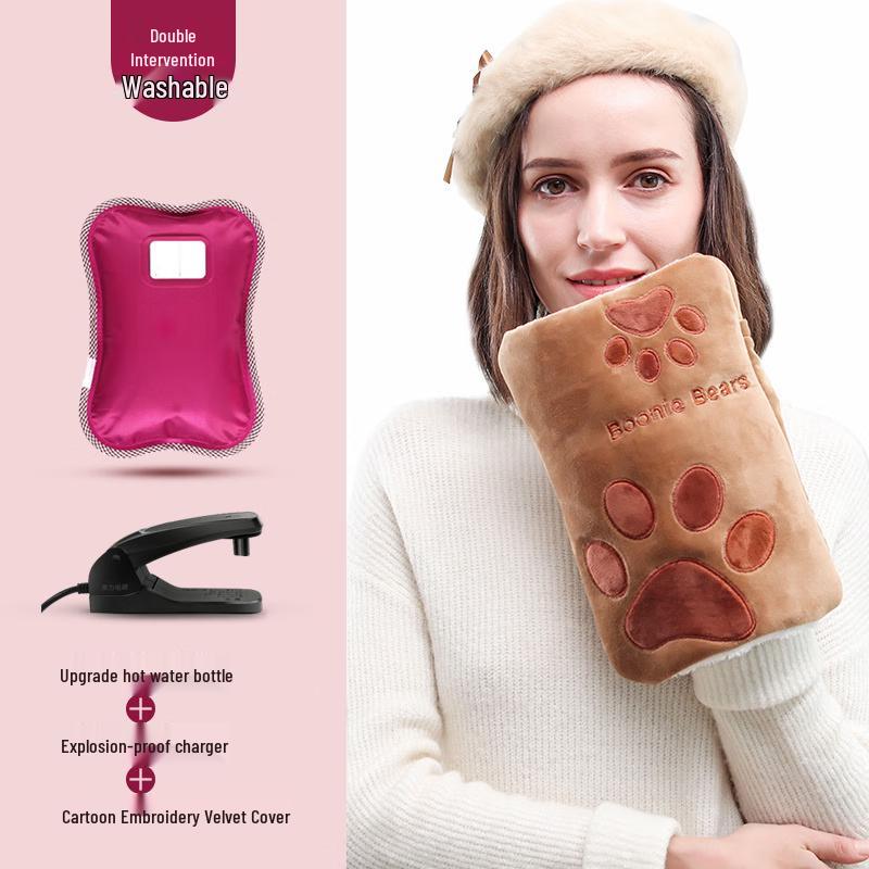 Quanli Cartoon Bear Paw Rechargeable Hot Water Bottle