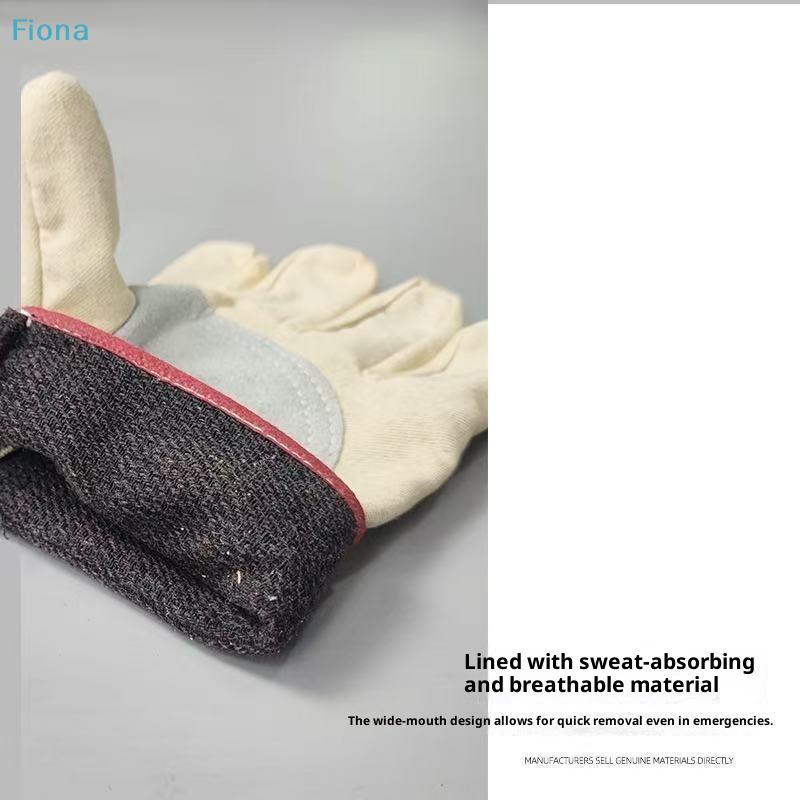 Canvas Work Gloves with Leather Reinforced Palm, Heat-Resistant & Durable Safety Gloves for Gardening,Welding & Construction