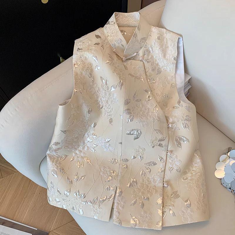

Жилет вышитый жилет с воротником-стойкой костюм женский 2025 новый высококлассный ранняя весна M [Recommended below 50kg] абрикосовый