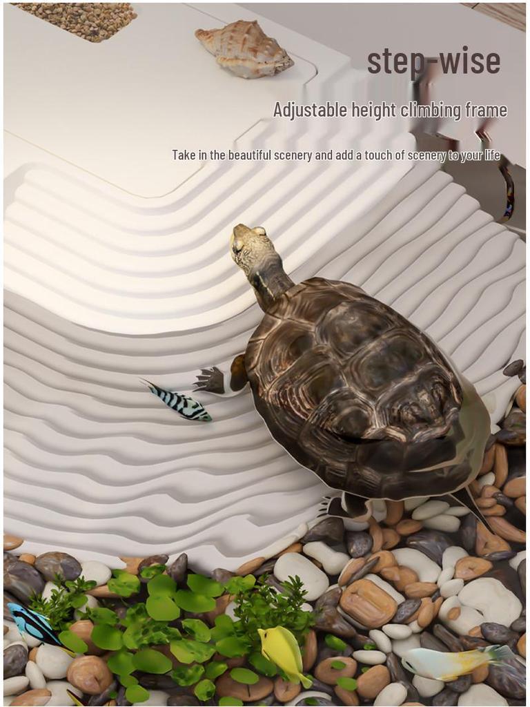 Turtle Tank with Basking and Climbing Platforms, Ecological Rearing Box, with Integrated Filter for Easy Maintenance
