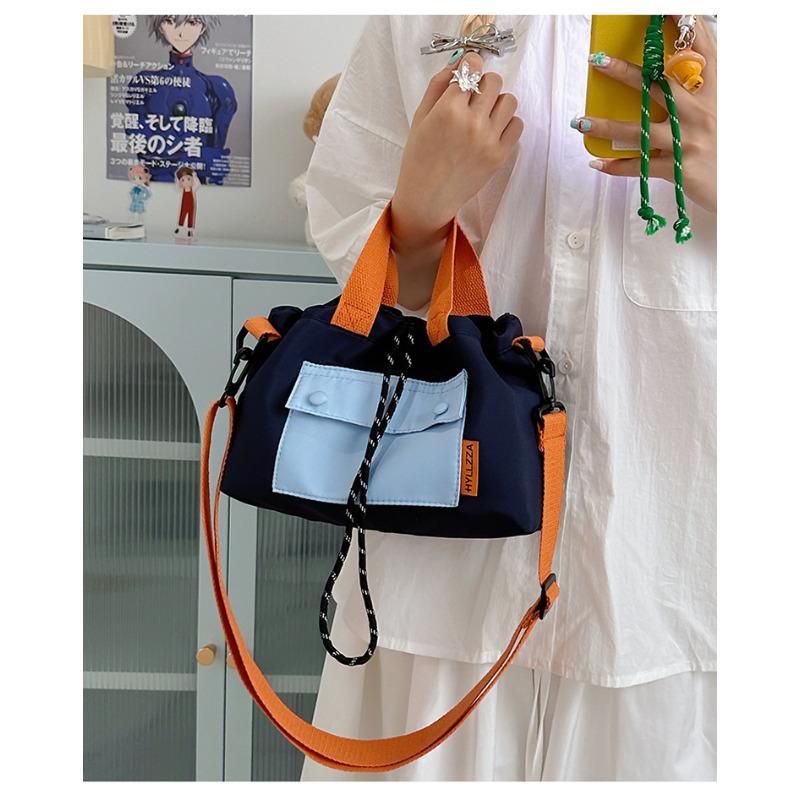 Lightweight Nylon Color Block Crossbody Bag for Women Small Shoulder Purse