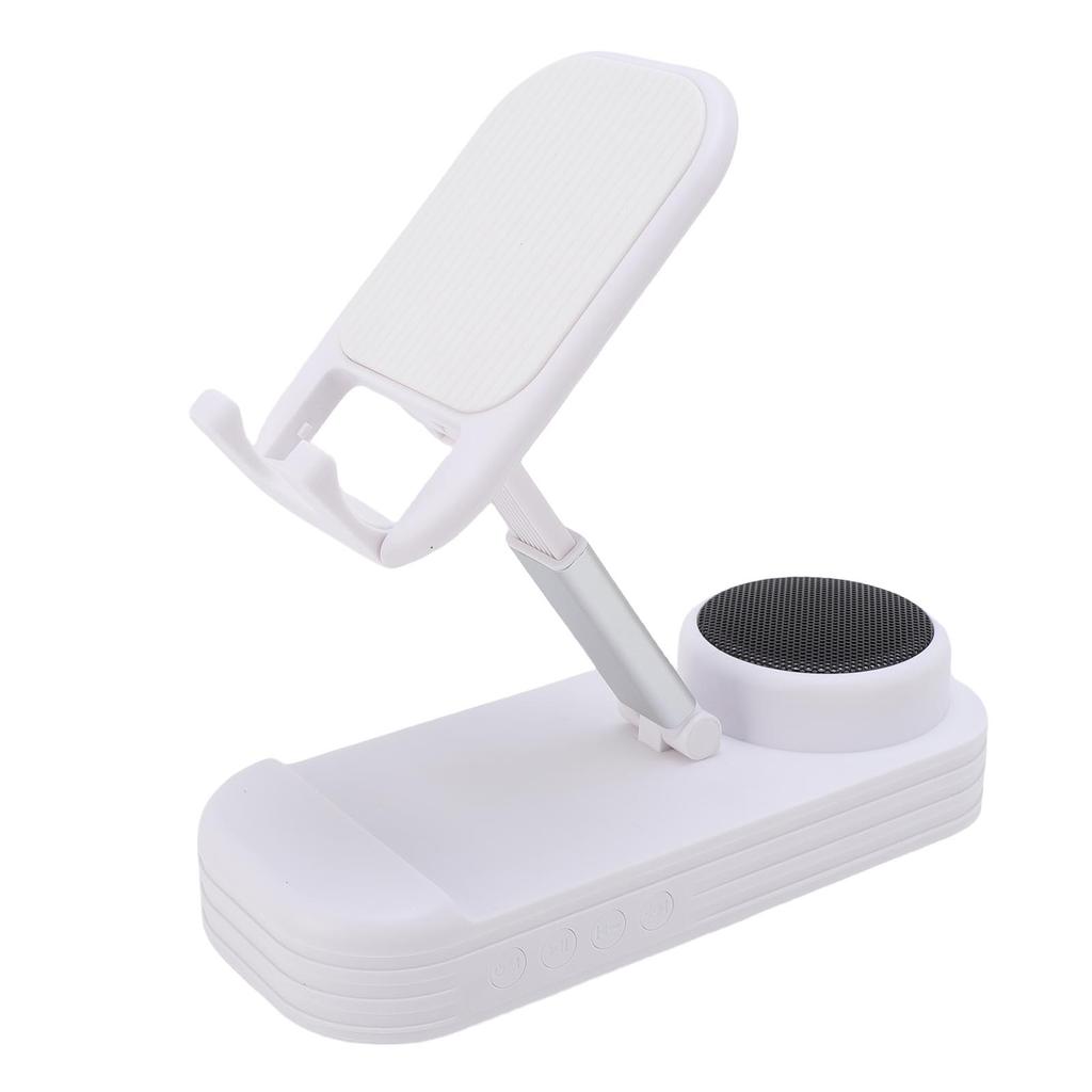 Suport pentru telefon mobil cu difuzor Bluetooth wireless, suport pentru telefon cu sunet HD, pliabil pentru uz casnic, alb