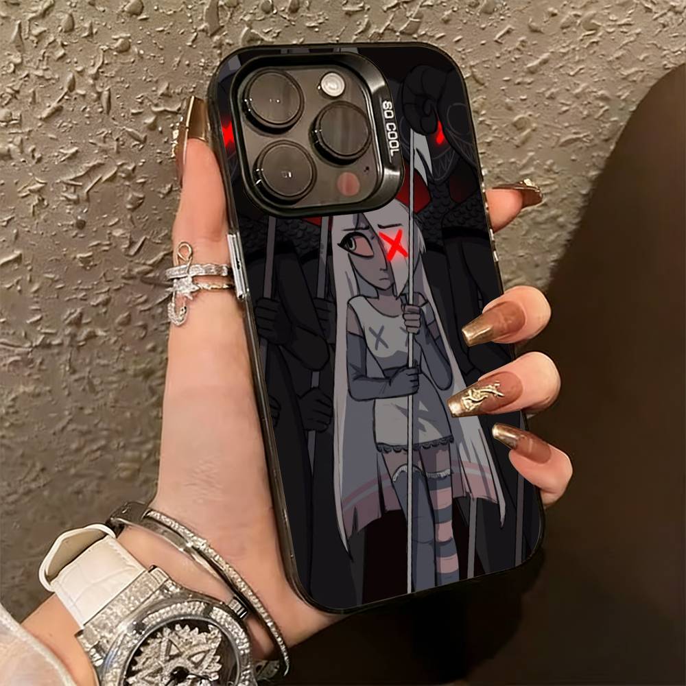 H-hazbin hotel V-veggie Phone Case For iPhone 17,16,15,14,13,12,11 Plus,Pro Max,XS,Colorful Silver Black Cover