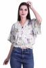 Moomaya Printed Boxy Sleeve Tops For Women V-Neck Elastic WaistA  Kimono Top
