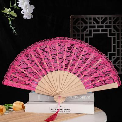Lace Hand Fan Elegant Lace Folding Fan with Tassel for Women Vintage European Dance Performance Prop Portable Fan Summer