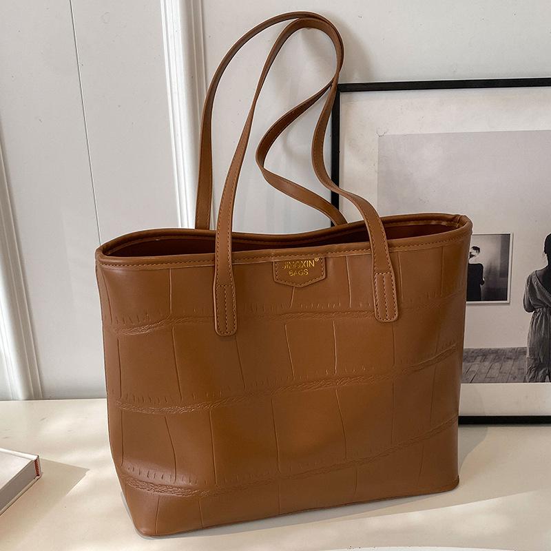 Handbag  Large Capacity  Simple Tote Bag  High End Plaid  Shoulder Bag Trendy