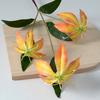 Artifical Lily Flower with 3 Heads Full Bloom And Leaves Long Stem Faux