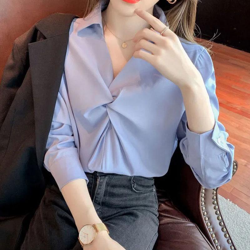 Chiffon Shirt Women's Long Sleeve Bottoming Shirt Spring and Autumn Korean Style Elegant Women's Top
