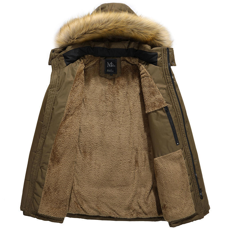 Giacca in cotone da uomo invernale Plus Velluto addensato con cappuccio Giacca in cotone casual antivento calda