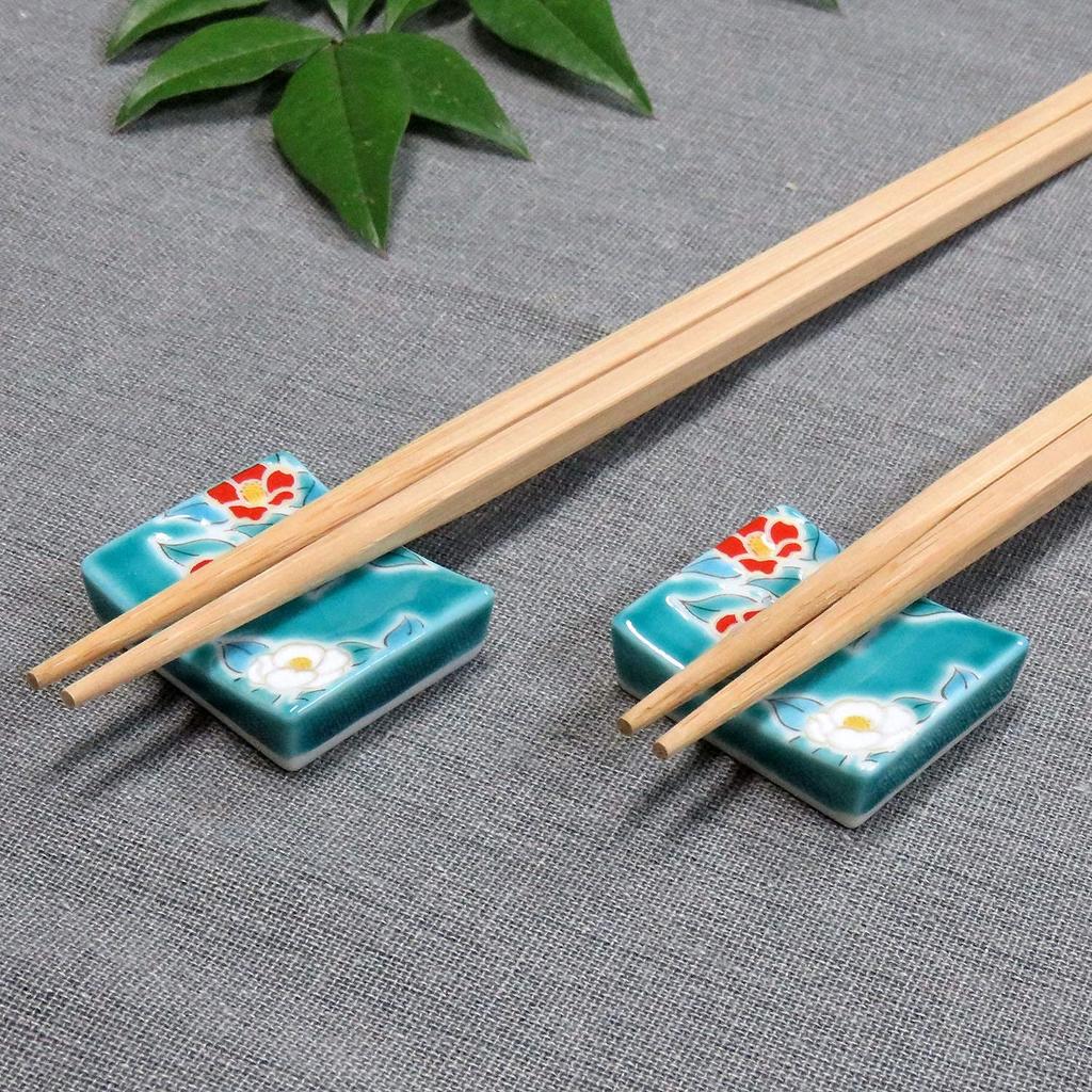 Stylish Kutani Ware Chopstick Rest Pair Camellia Made In Japan Set, Design, Ceramic,