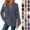 Women's Fashion Long Sleeve Drawstring Hooded Button V-neck Casual Hooded Sweatshirt Top