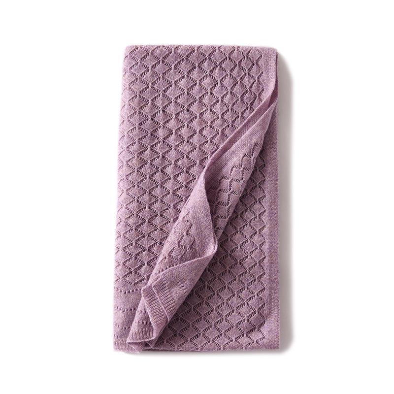 Women's Diamond Openwork Pure Cashmere Scarf: Warm, Knitted, Versatile Shawl for Autumn & Winter
