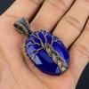 Blue Sapphire Pendant, Handmade Gemstone Pendant, 999 Copper Wire Wrapped Pendant Antique Jewelry, For Engagement Gift