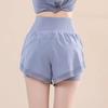 Women's High-Waist Quick-Dry Yoga Running Shorts - Slim Fit, Breathable, Fake Two-Piece, Three-Quarter Length, Loose Fit.