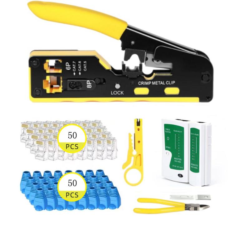 Multifunctional 6P 8P Wire Cable Crimper Stripper Cutter Pliers Network Cat5e Cat6 Cat7 Rj45 Pass EZ Crimping Tool Novelty Gift