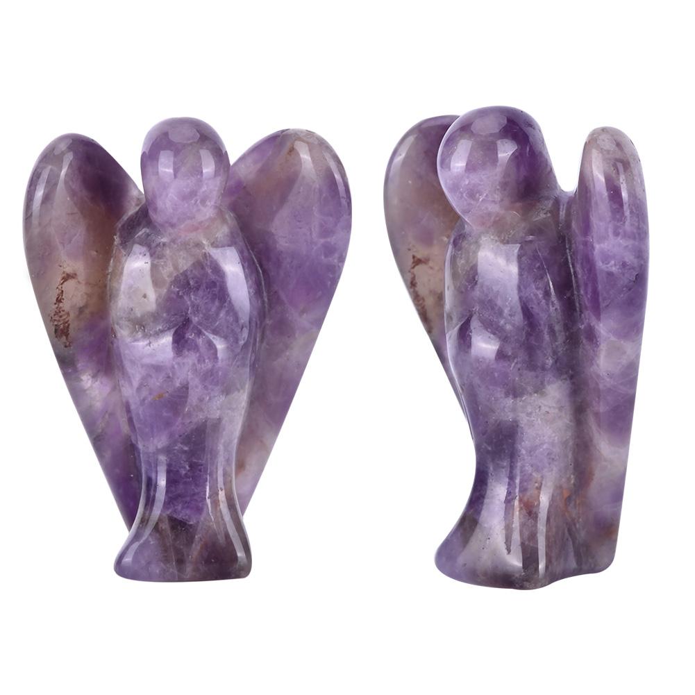 Beautiful Natural Clear Quartz Crystal Healing Power Carved Angel Figurine