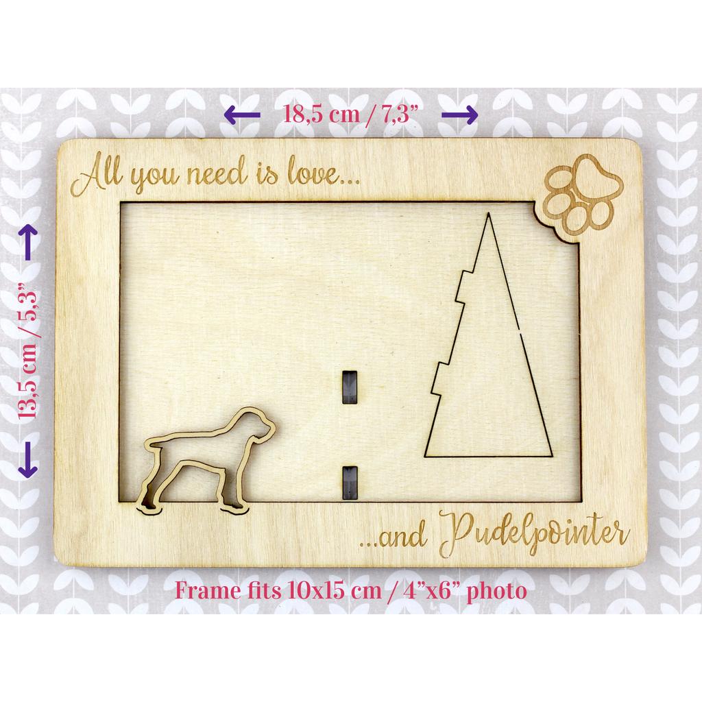Pudelpointer - Photo frame, engraved wooden frame, a lovely gadget for the dog lover by Art-Dog