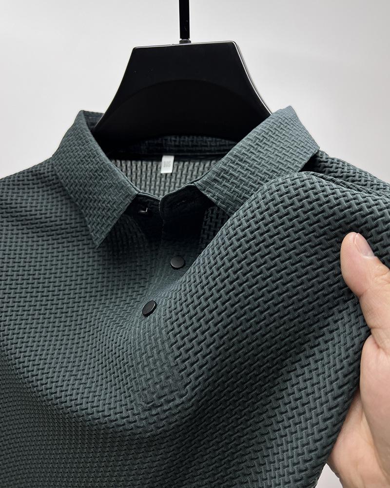 Men's Ice Silk Mesh Polo Shirt - Short-Sleeved, Lightweight, Summer Top with Shirt Collar