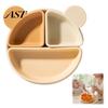 Easy Clean Baby Plate Silicone Suction for Toddlers, Cute Bear Detachable Divided Dinner High Chair Dinnerware Plate, Anti-slip Base Meal Prep