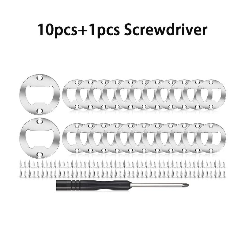 Bottle Opener Insert,Stainless Steel Round DIY Bottle Opener Hardware Kit Hardware Parts Supply with Screws1