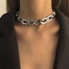 Meier Punk Style Chunky Chain Necklace - Hip Hop Fashion Minimalist Geometric Single Layer Choker