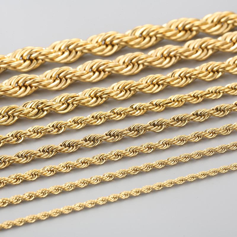 Spot Multi-Size Stainless Steel Twisted Rope Chain Necklace for Couples - Unisex Titanium Steel Design