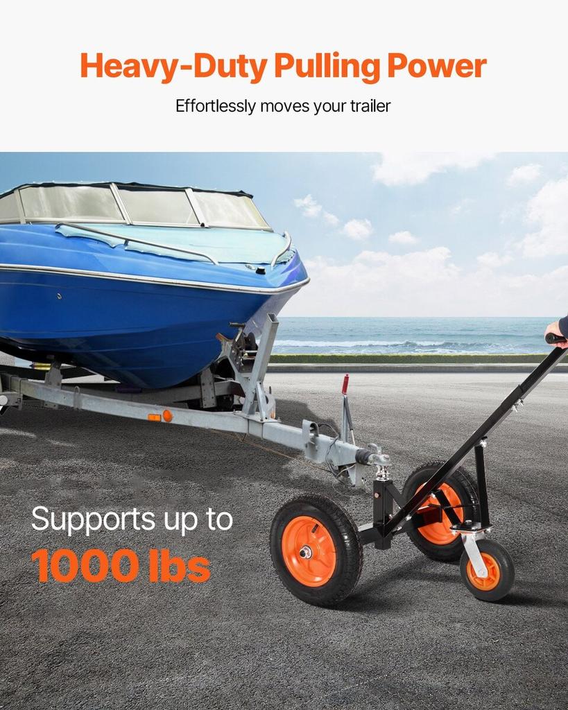 1000lbs Trailer Dolly 16.7 and 22 In Adjustable Height 2 In Ball 14 In Tires