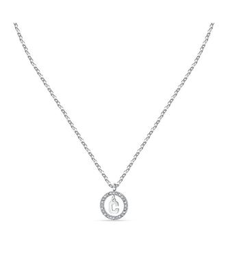 Letter C Steel Necklace With Clear Crystal LPS10ASF11 For Women
